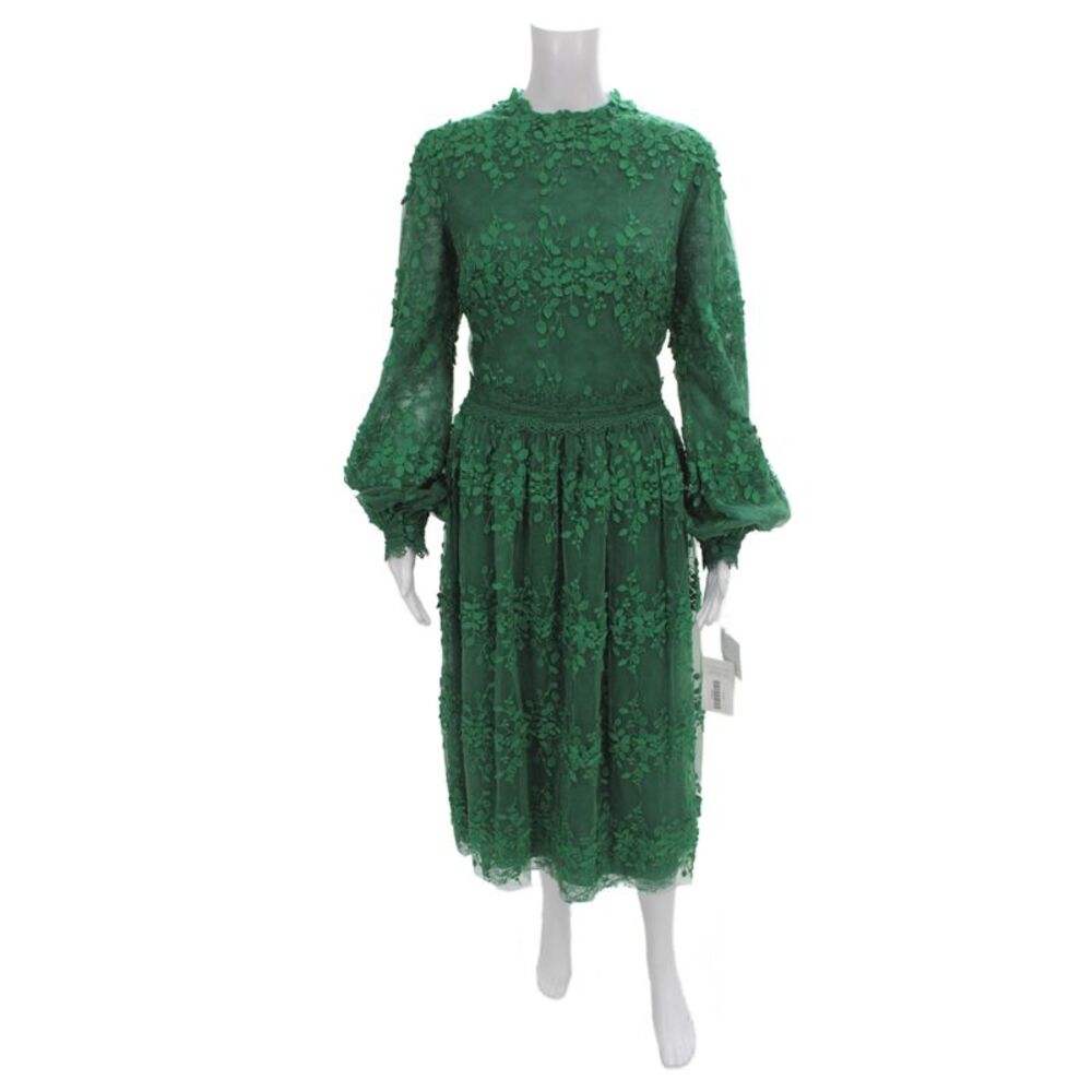 Costarellos Womens A-Line Green High Neck Long Sleeve Dress Size 46